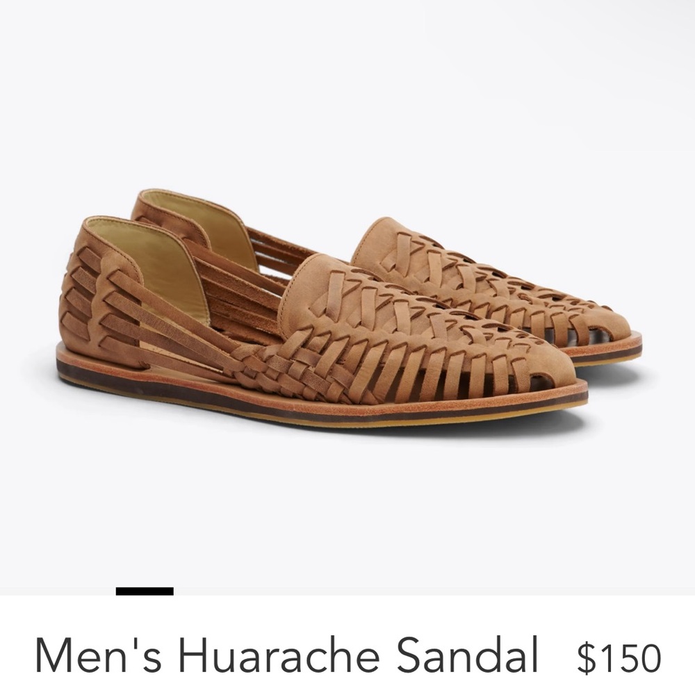 Nisolo Men's Huarache Sandal NWT Saddle Brown leather Size 12.5 - Picture 3 of 9